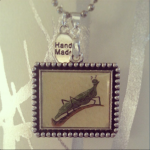 Resin Art Pendant With Ball Chain Silver Frame..